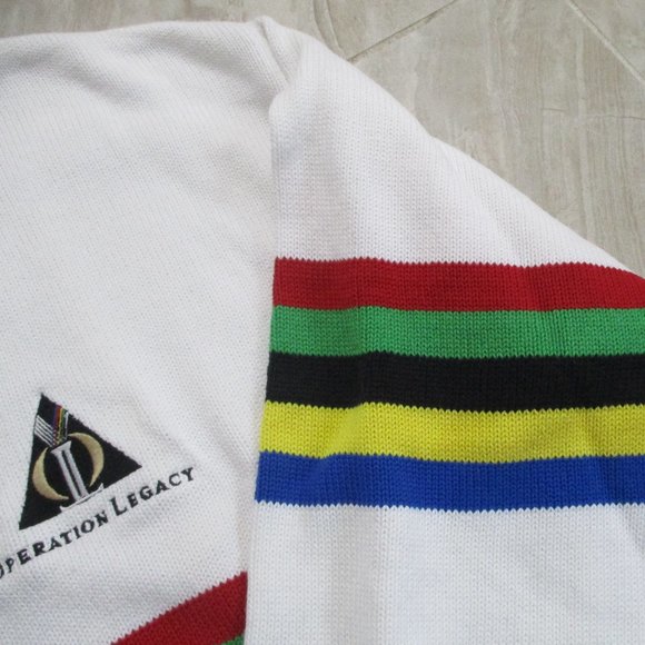 Vintage Preppy Sweater sz XL White Frat Y2K - Picture 6 of 8